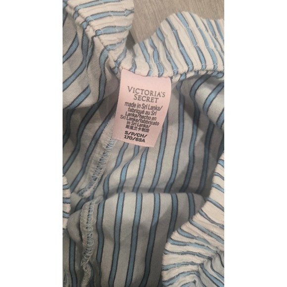 Victoria's Secret Blue White Striped Lace Trim Pajama Cami and Shorts Set Small - Picture 3 of 5